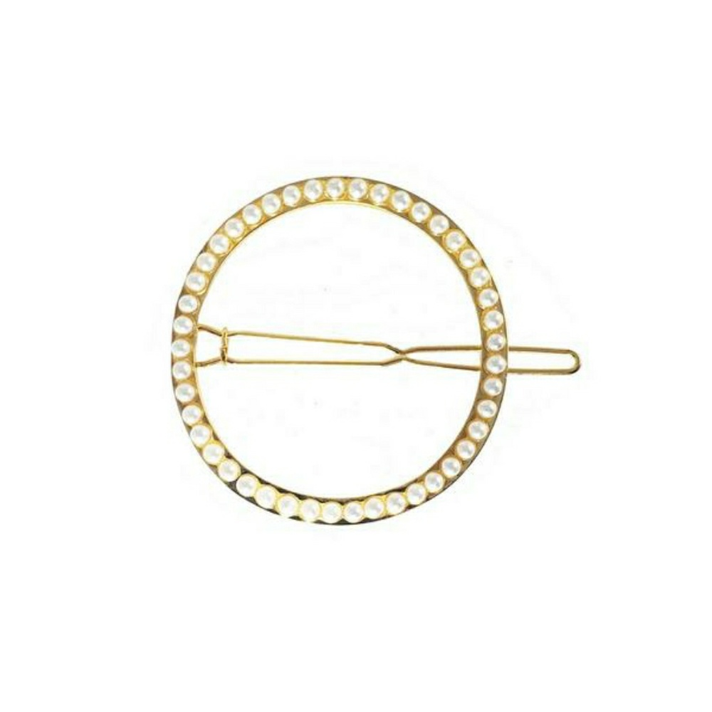 Circle Hair Clip Pearly Gold